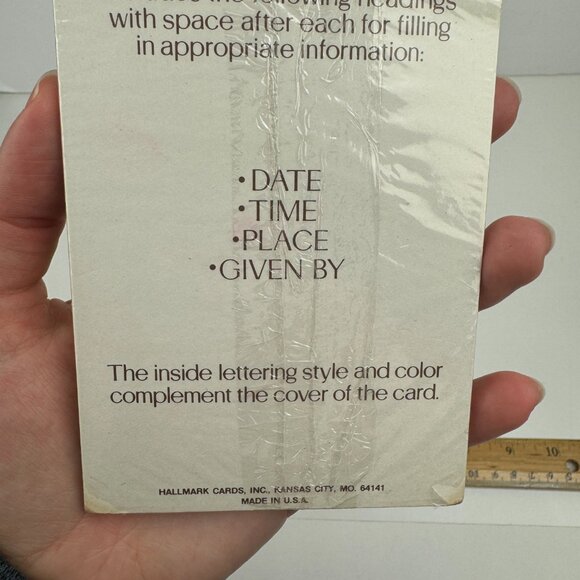 Vtg Retro Hallmark Christmas Party Invitation Green Gold Metallic Elegant Font - Picture 10 of 11